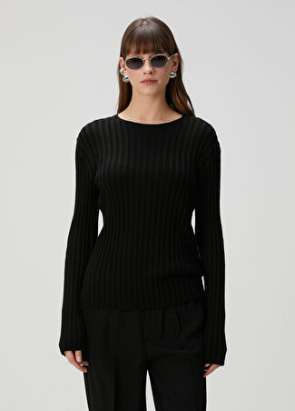 Acne Studios Kadın Siyah Ribli Kazak S