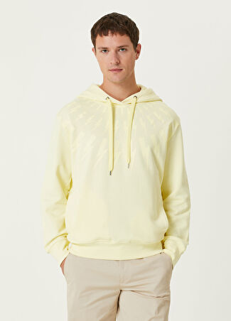 Neil Barrett Erkek Sarı Kapüşonlu Logo Desenli Sweatshirt S
