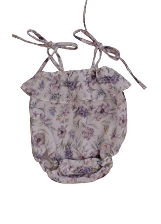 Lilou Atelier Kız Çocuk Lisa Desenli Bebek Organik Pamuk Tulum Beyaz 6-9 Ay -1