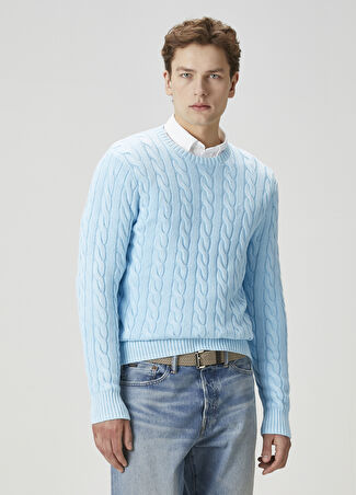 Polo Ralph Lauren Erkek Saç Örgü Dokulu Kazak Mavi M -1