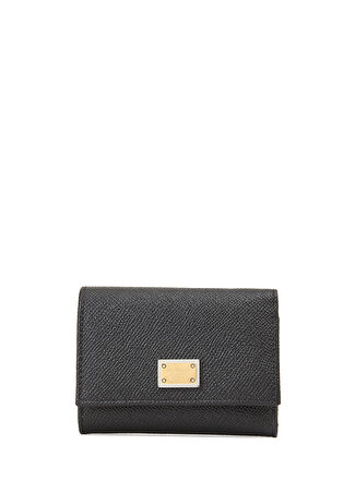 Dolce&gabbana Kadın Siyah Logo Detaylı Deri Cüzdan -1