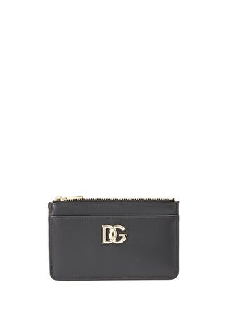 Dolce&gabbana Kadın Siyah Logolu Deri Kartlık -1