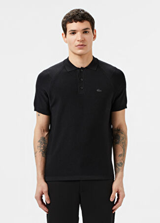 Lacoste Erkek Siyah Polo Yaka Regular Fit Kısa Kollu Triko Kazak S -1