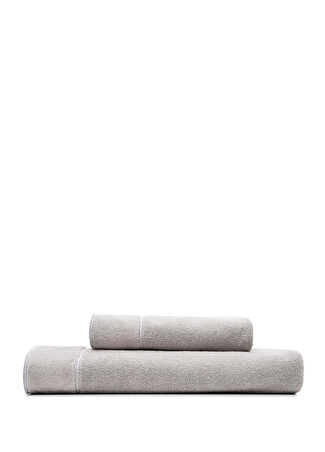 Ecocotton Arven Gri Organik Pamuklu Bordürlü 2 Li Havlu Seti -1