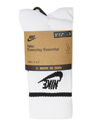 Nike Erkek Everyday Essential Beyaz Logo Jakarlı Çorap S