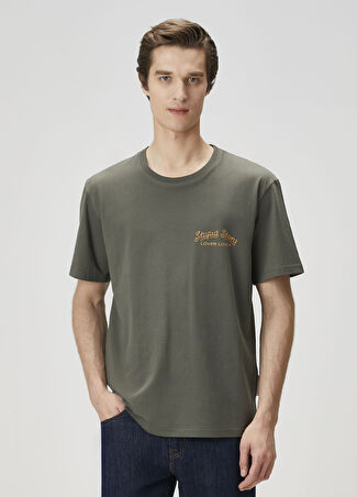 Tee Library Erkek Haki Baskılı T-Shirt S