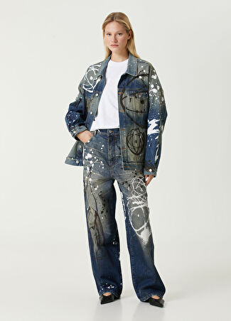 Marc Jacobs Kadın X Futura Oversized Mavi Jean Pantolon 24 Us