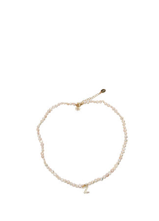 Linya Jewellery Kadın Mono Kum İncili Z Harf Detaylı Gümüş Rengi Kolye Altın