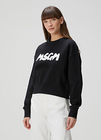 Msgm Kadın Siyah Logolu Sweatshirt L - 1