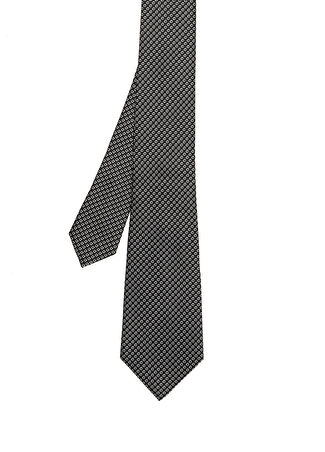 Zegna Erkek Siyah Desenli İpek Kravat