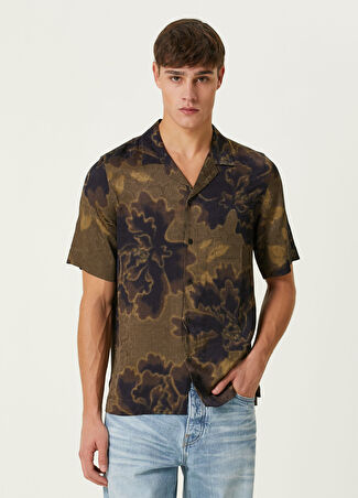 Dries Van Noten Erkek Kahverengi Çiçek Desenli Kısa Kollu Gömlek 50 It