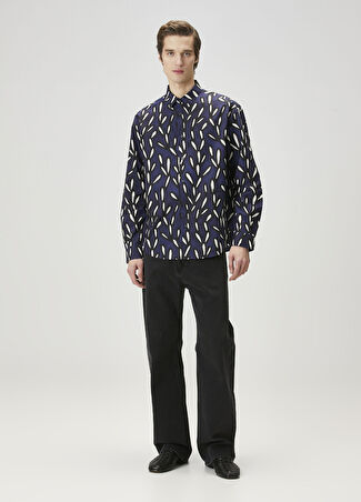 Jacquemus Erkek The Simon Lacivert Çizgili Gömlek 50 It