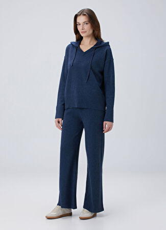 Collection Kadın Lacivert Flare Triko Pantolon S