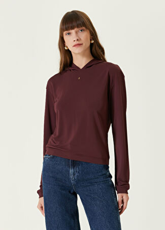 Bally Kadın Bordo Kapüşonlu Sweatshirt Xs