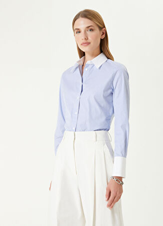 Beymen Collection Collection Kadın Mavi Beyaz Çizgili Gömlek 34