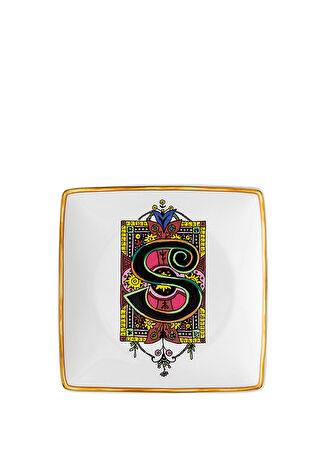Versace Alphabet Porselen S Harfli Dekoratif Tabak 12 Cm Çok Renkli -1