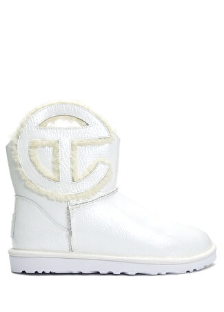 Ugg Kadın X Telfar Logo Mini Crinkle Deri Bot Beyaz 36