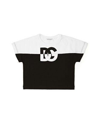 Dolce&gabbana Kız Çocuk Siyah Beyaz Logo Baskılı T-Shirt 4 Yaş