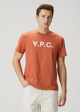 A.p.c.  Erkek Kiremit Logo Baskılı T-Shirt Kırmızı Xs