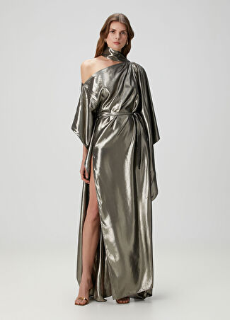 Taller Marmo Kadın Taylor Seventies Gold Maksi İpek Abiye Elbise Altın Rengi