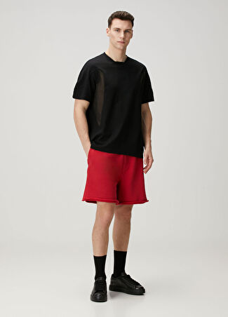 Helmut Lang Erkek Bordo Logo Baskılı Bermuda L