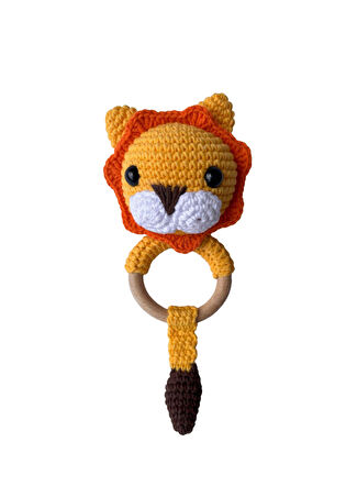 Totzee Bebek Amigurumi Sarı Aslan Çıngırak Dişlik -1