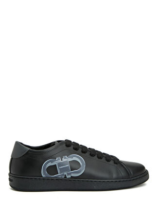 Ferragamo Erkek Siyah Logo Baskılı Deri Sneaker 9.5 Uk -1