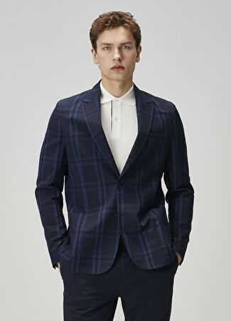 Paul Smith Erkek Lacivert Ekose Desenli Yün Ceket 38 It