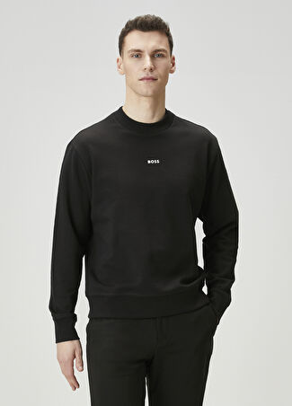 Boss Erkek Relaxed Fit Siyah Logo Baskılı Sweatshirt L -1