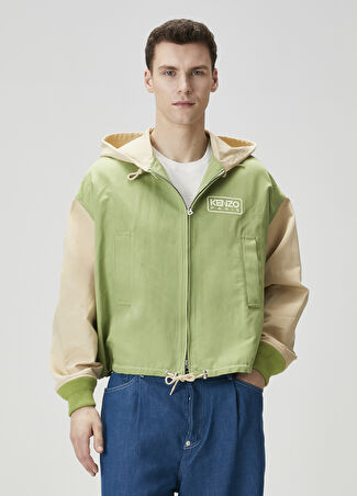 Kenzo Erkek Haki Bej Kapüşonlu Logo Nakışlı Mont S -1