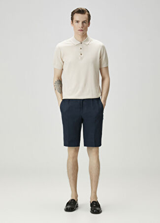 Kiton Erkek Lacivert Keten Bermuda 48 It