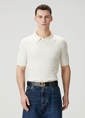 Dolce&gabbana Erkek Beyaz Polo Yaka Kısa Kollu Triko 46 It