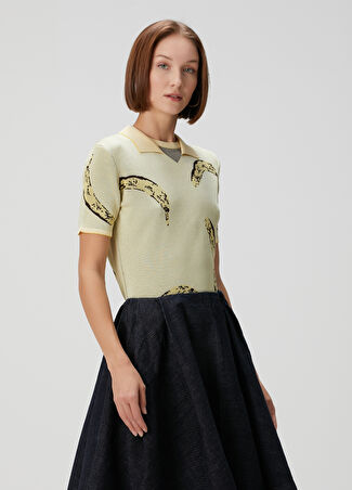 Jacquemus Kadın Marino Sarı Jakarlı Polo Triko 34 It -1
