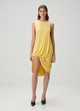 Jacquemus Kadın Peplo Sarı Drapeli Elbise Xs