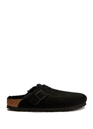 Birkenstock Kadın Boston Siyah Shearling Detaylı Deri Terlik 36