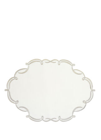 Matis Home Line Bella 2 Li Gümüş Rengi Nakışlı Keten Amerikan Servis 35x50 Cm -1