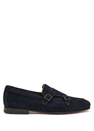 Santoni Erkek Mavi Deri Loafer 9.5 Uk -1