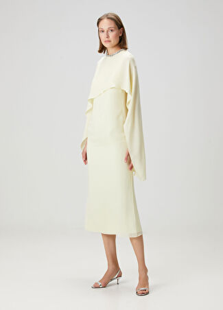 Roland Mouret Kadın Midi İpek Kokteyl Elbise Sarı 8 Uk