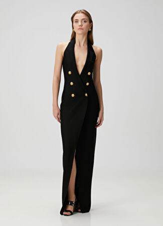 Balmain Kadın Siyah Sırt Dekolteli Maksi Abiye Elbise 38 It