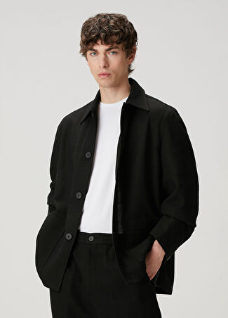 Solid Homme Erkek Siyah Dış Gömlek 44 It