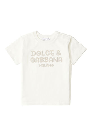 Dolce&gabbana Erkek Bebek Beyaz Logo Baskılı Sweatshirt 12-18 Ay