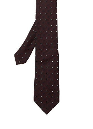 Zegna Erkek Koyu Kırmızı Şal Desenli İpek Kravat Bordo
