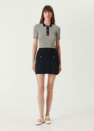 Valentino Kadın Lacivert Mini Polo Triko Elbise Xs