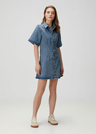 Ami Paris Kadın Mavi Mini Denim Elbise Xs