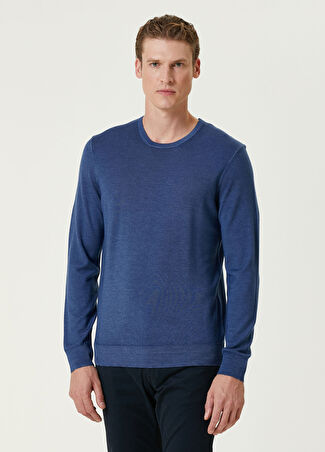 Beymen Collection Collection Erkek Indigo Yün Basic Kazak Mavi S