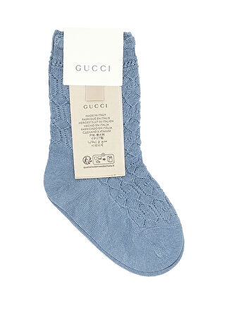 Gucci Çocuk Mavi Jakarlı Bebek Çorap 12 Yaş