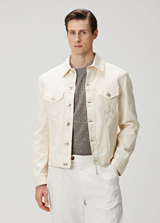 Brunello Cucinelli Erkek Beyaz Denim Ceket 54 It -1