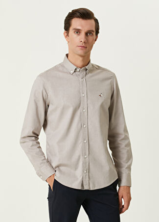 Beymen Club Erkek Comfort Fit Vizon Oxford Gömlek Bej S -1