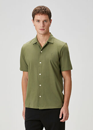 Allsaints Erkek Relaxed Fit Hudson Haki Organik Pamuk Gömlek Xs
