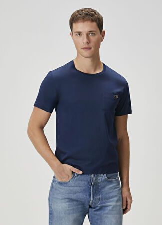 Valentino Erkek Lacivert Logo Detaylı T-Shirt L
